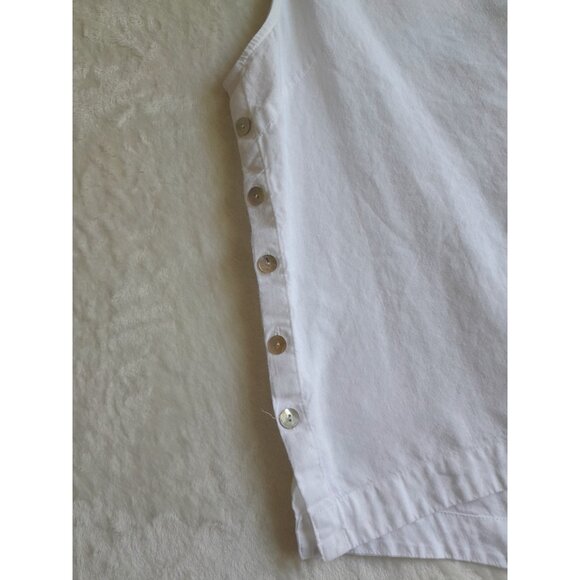 Habitat Size XL Linen Blend Coquette Minimalist Vacation Summer Blouse White - Picture 3 of 7